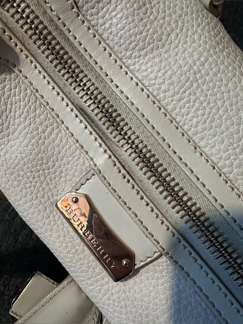 Burberry Pebbled Leather Satchel in Off-White - Picture 17 of 17